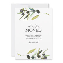 引越しアナウンスカード水彩オリーブ枝