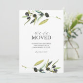 引越しアナウンスカード水彩オリーブ枝 セーブザデート (スタンド正面)