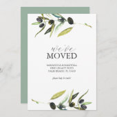 引越しアナウンスカード水彩オリーブ枝 セーブザデート (正面/裏面)