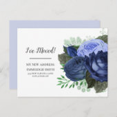 引越しアナウンスネイビーダスティーブルーホワイト葉書 ポストカード (正面/裏面)