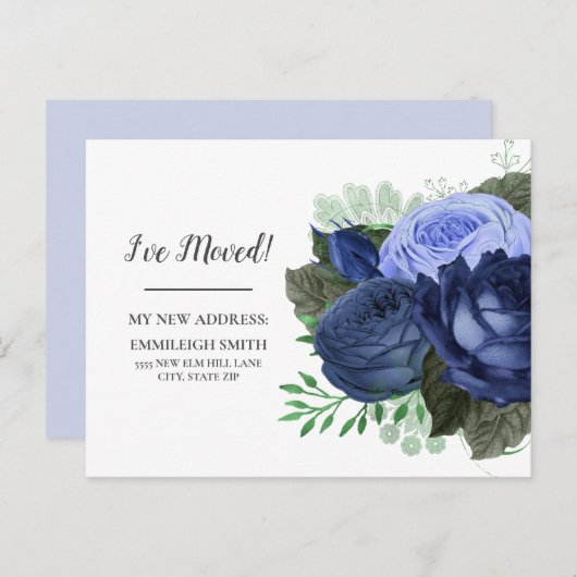 引越しアナウンスネイビーダスティーブルーホワイト葉書 ポストカード (正面/裏面)