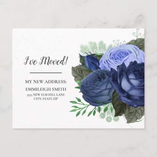 引越しアナウンスネイビーダスティーブルーホワイト葉書 ポストカード (正面)