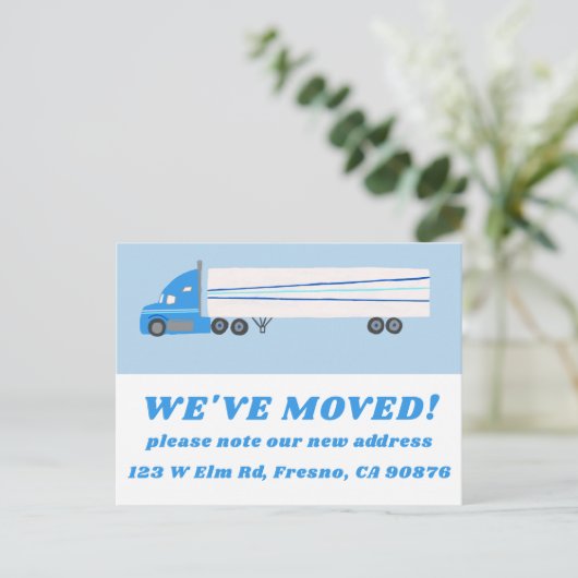 引越しアナウンス新しい住所かわいいトラックおもしろい ポストカード (スタンド正面)