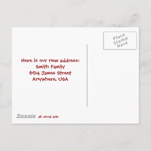 引越しバン付きの引越し葉書を持っている 案内ポストカード (裏面)