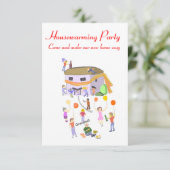 引越しパーティーの招待状 ハウスとスカーフ 招待状 (スタンド正面)