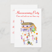 引越しパーティーの招待状 ハウスとスカーフ 招待状 (正面/裏面)