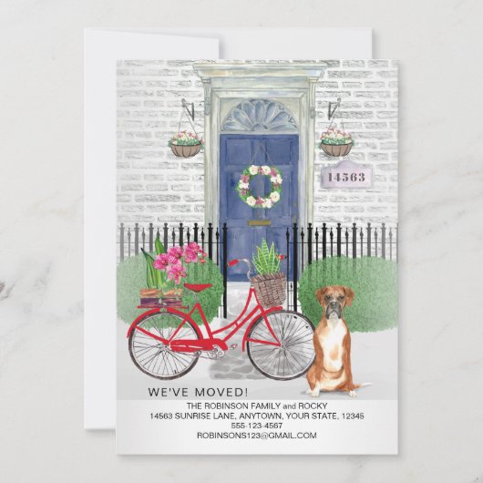 引越しボクサードッグ自転車ドア新居 案内状 (正面)