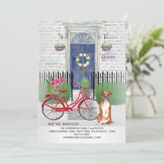 引越しボクサードッグ自転車ドア新居 案内状 (スタンド正面)