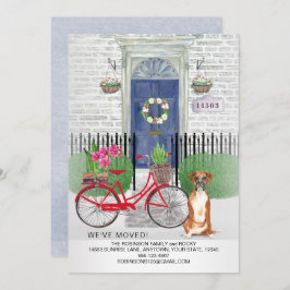 引越しボクサードッグ自転車ドア新居 案内状