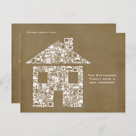 引越し住宅新着番号通知ノートカード 案内ポストカード (正面/裏面)