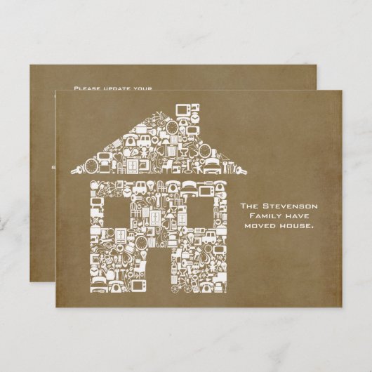 引越し住宅新着番号通知ノートカード 案内ポストカード (正面/裏面)