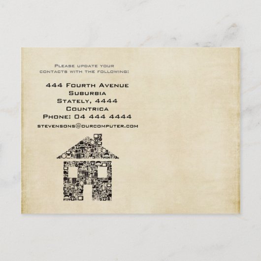 引越し住宅新着番号通知ノートカード 案内ポストカード (裏面)