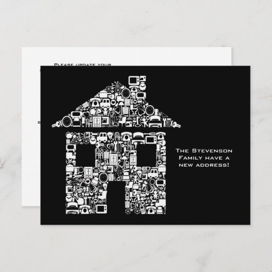 引越し住宅新着番号通知ノートカード 案内ポストカード (正面/裏面)