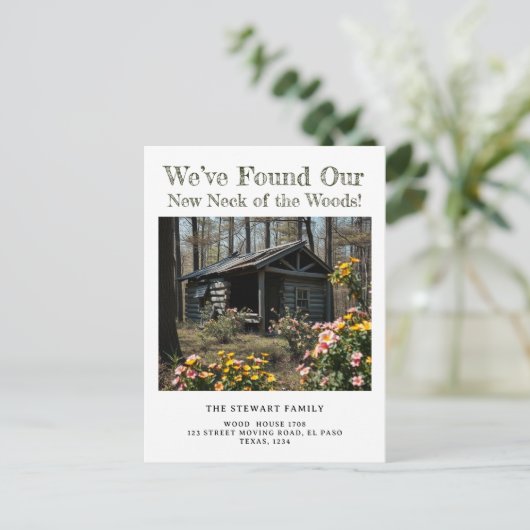 引越し先の住所 近くの森の写真 案内ポストカード (スタンド正面)