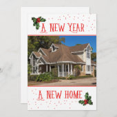 引越し告知、新年、新居、赤いドット シーズンカード (正面/裏面)