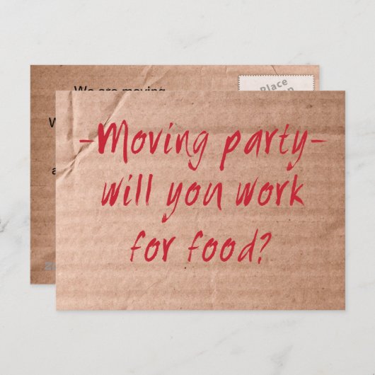 引越し日パーティーはがき仕事の食べ物? インビテーションポストカード (正面/裏面)