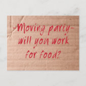 引越し日パーティーはがき仕事の食べ物？ インビテーションポストカード (正面)