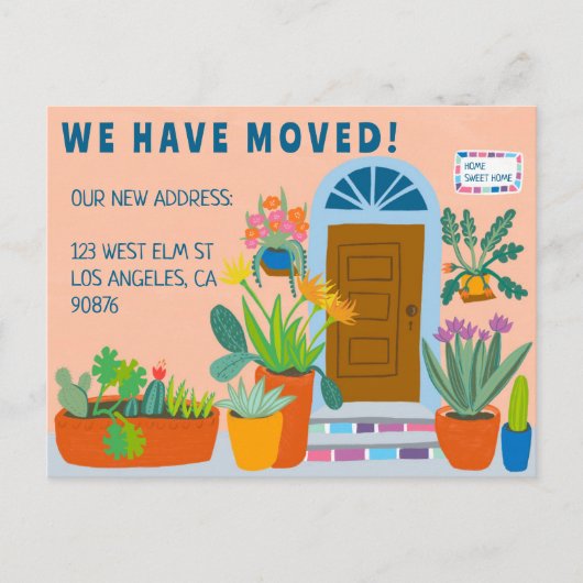 引越し案内アドレスカラフルの玄関 ポストカード (正面)