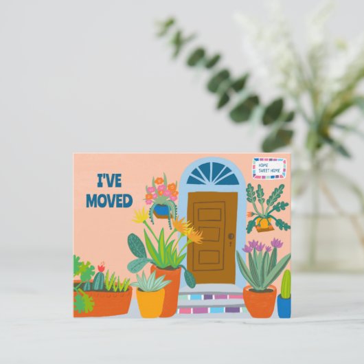 引越し案内アドレスカラフルの玄関 ポストカード (スタンド正面)