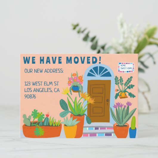 引越し案内アドレスカラフルの玄関 招待状 (スタンド正面)