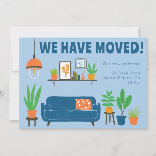 引越し案内住所かわいいリビングルームカード 招待状 (正面)