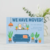 引越し案内住所かわいいリビングルームカード 招待状 (スタンド正面)