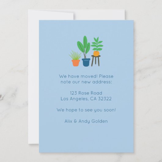 引越し案内住所かわいいリビングルームカード 招待状 (裏面)