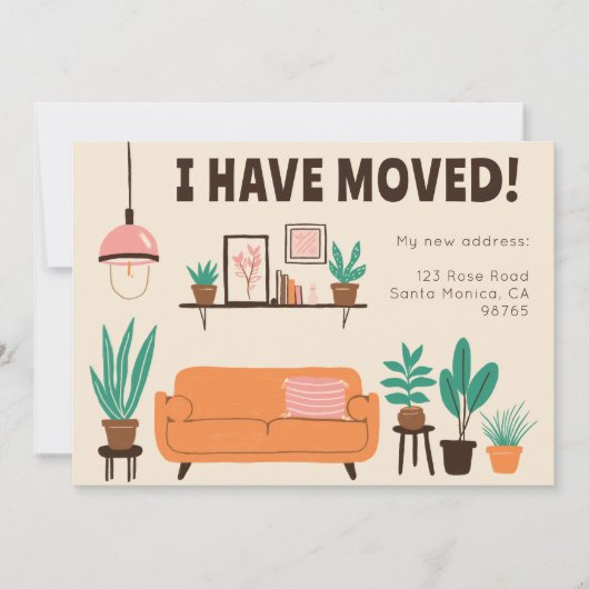 引越し案内住所かわいいリビングルームカード 招待状 (正面)