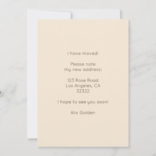 引越し案内住所かわいいリビングルームカード 招待状 (裏面)