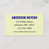 引越し業者又は移転会社 名刺 (裏面)