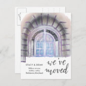 引越し済み|水彩ウィンドウ|新しいアドレス 案内ポストカード (正面/裏面)