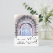 引越し済み|水彩ウィンドウ|新しいアドレス 案内ポストカード (スタンド正面)