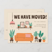 引越し発表住所かわいいリビングルームソファ ポストカード (正面/裏面)