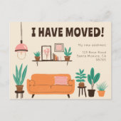 引越し発表住所かわいいリビングルームソファ ポストカード (正面)