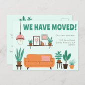 引越し発表住所かわいいリビングルームソファ ポストカード (正面/裏面)