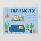 引越し発表住所かわいいリビングルームソファ ポストカード (正面)