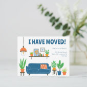 引越し発表住所かわいいリビングルームソファ ポストカード (スタンド正面)