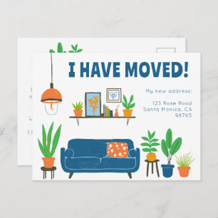 引越し発表住所かわいいリビングルームソファ ポストカード