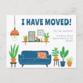 引越し発表住所かわいいリビングルームソファ ポストカード (正面)