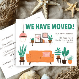 引越し発表住所かわいいリビングルームソファ ポストカード
