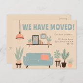 引越し発表住所かわいいリビングルームソファ ポストカード (正面/裏面)