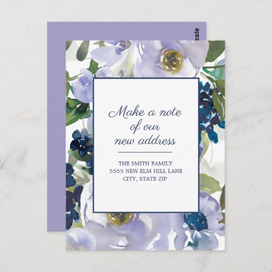 引越し発表埃の青い水色のフローラ ポストカード (正面/裏面)