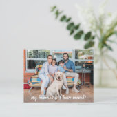 引越し発表犬のパーソナライズされたペット写真 案内ポストカード (スタンド正面)