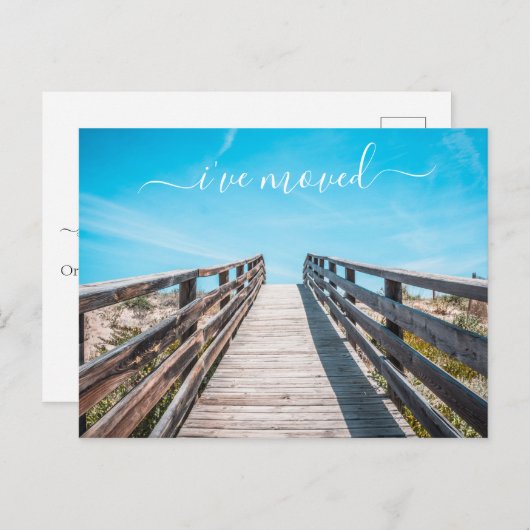 引越し 新住所発表 浜辺のオーシャン 案内ポストカード (正面/裏面)