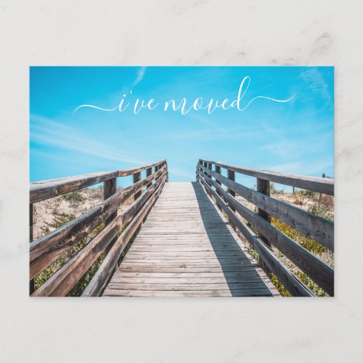 引越し 新住所発表 浜辺のオーシャン 案内ポストカード (正面)