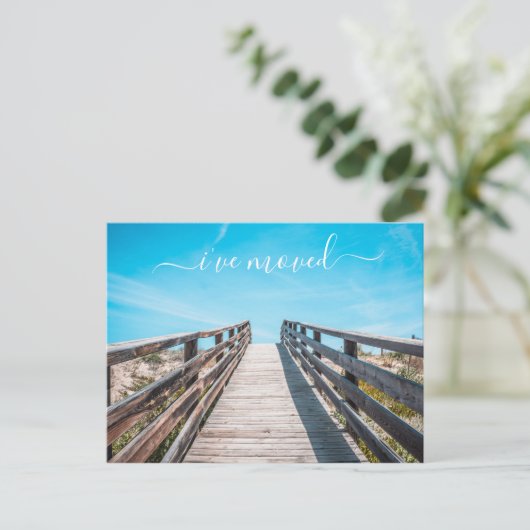 引越し 新住所発表 浜辺のオーシャン 案内ポストカード (スタンド正面)