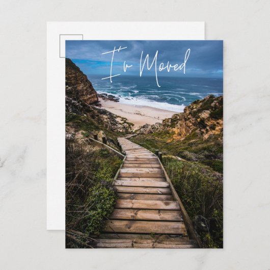 引越し 新住所発表 浜辺のオーシャン 案内ポストカード (正面/裏面)