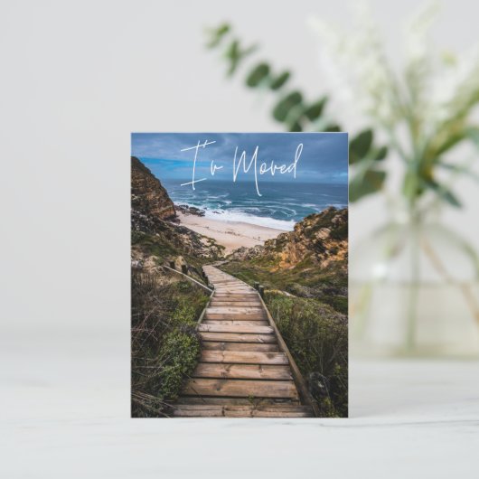 引越し 新住所発表 浜辺のオーシャン 案内ポストカード (スタンド正面)