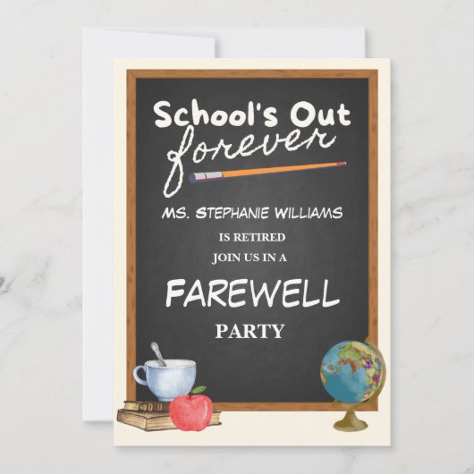 引退した教師の黒板お別れ会 招待状 (正面)