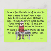 引退した薬剤師の「手放せない」物語のアートギフト ポストカード (正面)